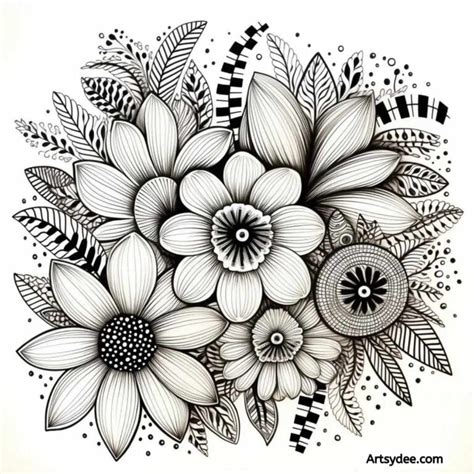 Flowers Drawing Zentangle