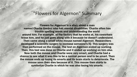 Flowers For Algernon Chapter Summary