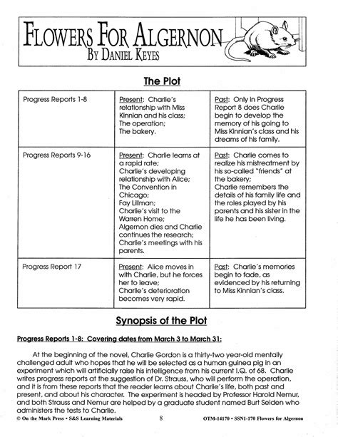 Flowers For Algernon Character Analysis Chart Answer Key