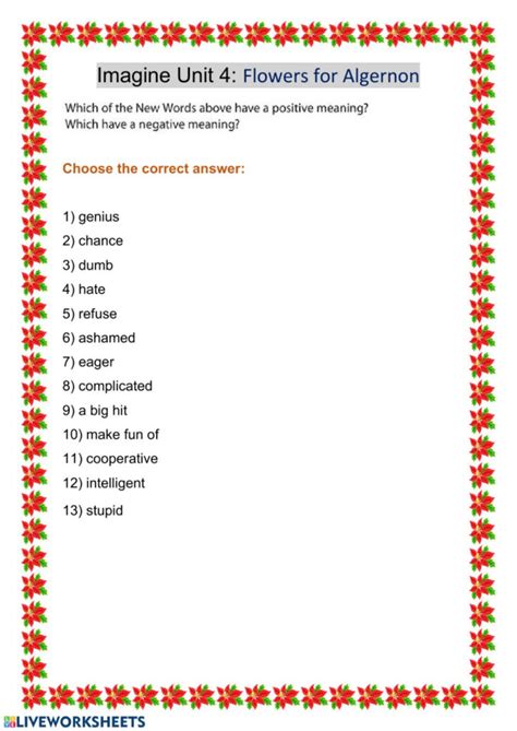 Flowers For Algernon Comprehension Check