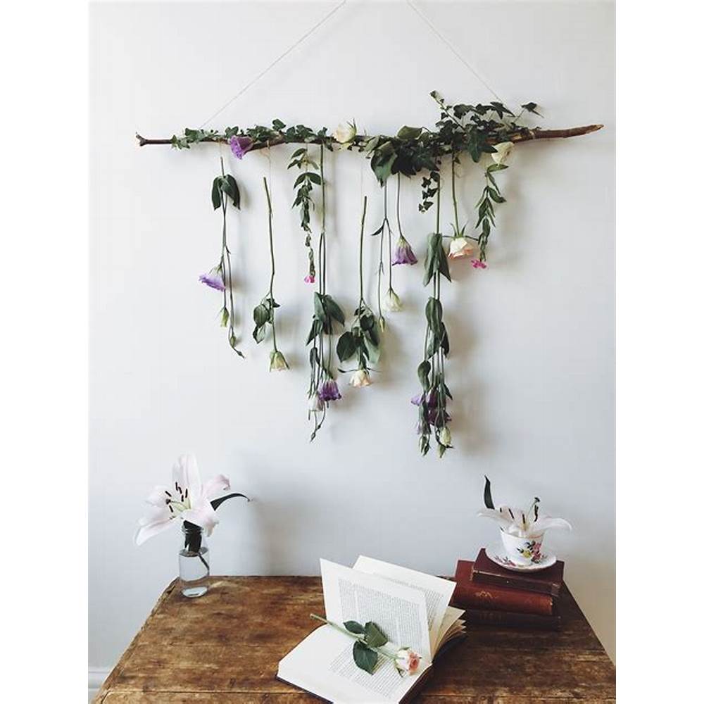 flowers hanging on a wall