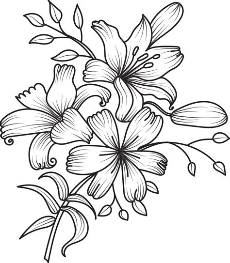 Flowers Line Drawing