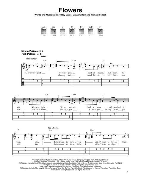 flowers miley cyrus chords guitar