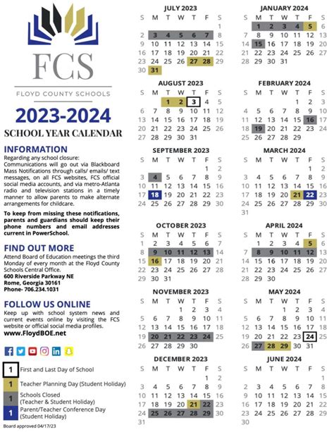 Floyd County School Calendar 2024-25