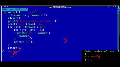 floyd's triangle pattern program in c