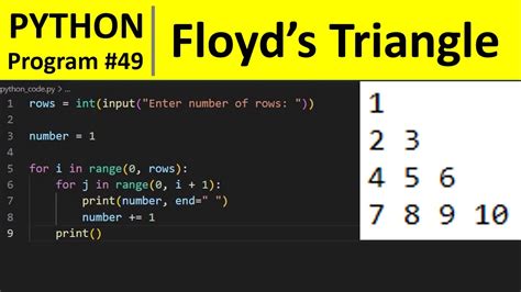 floyd's triangle pattern program in python