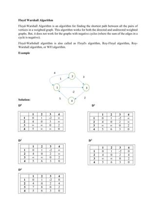floyd warshall algorithm example with solution pdf