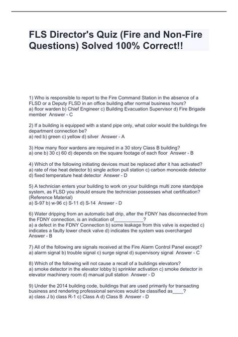 Flsd Non Fire Quiz