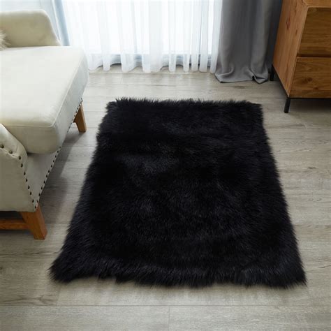 fluffy black area rugs