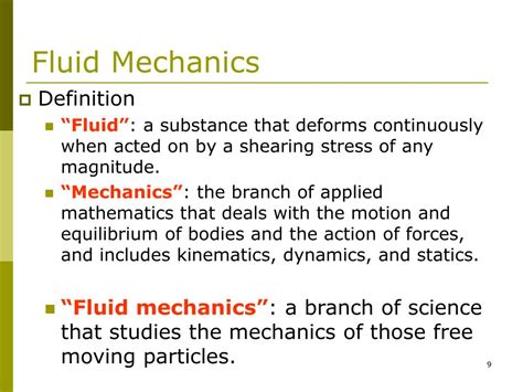 Fluid Mechanics Definition And Example