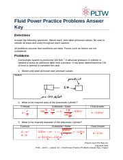 Fluid Power Problems Answer Key