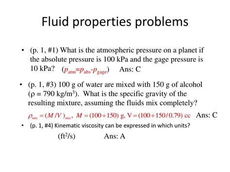 fluid properties problems and solutions