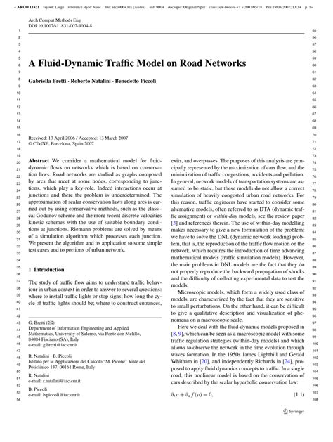 Fluid-Dynamic Traffic Model