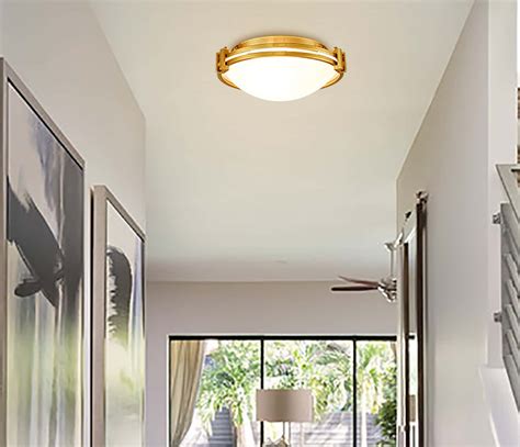 Flush Mount Brass Ceiling Light