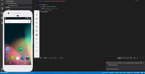 flutter visual studio code android emulator