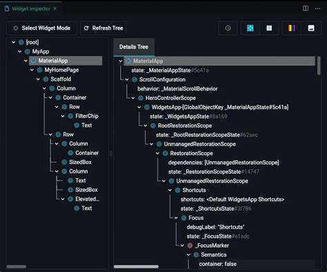 flutter widget tree android studio
