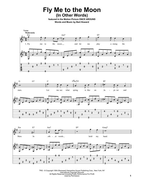 fly me to the moon frank sinatra guitar tab