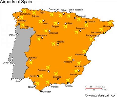 Cartoon vector map of spain. travel illustration with spanish main cities.