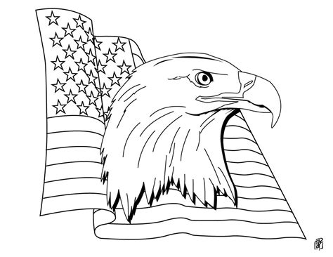 flying eagle american flag coloring page