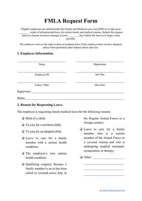 fmla leave request form template