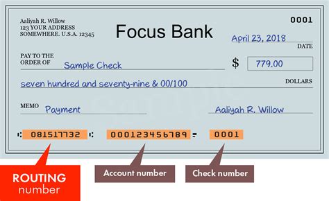 focus bank routing number