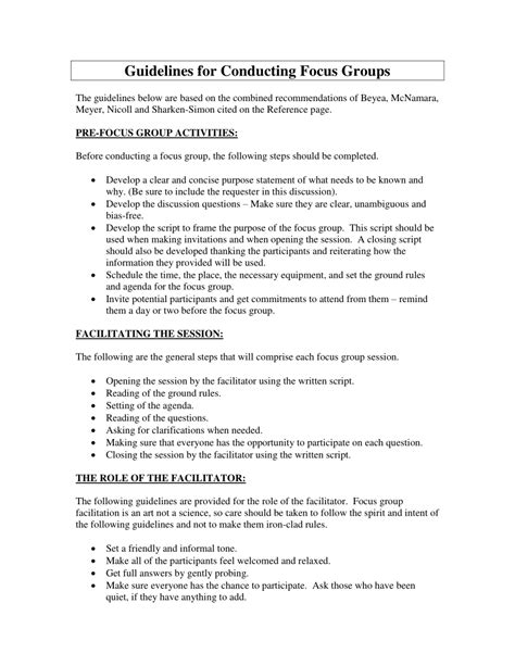 Focus Group Facilitator Guide Template