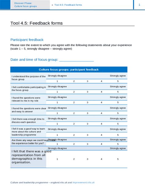 focus group feedback form template