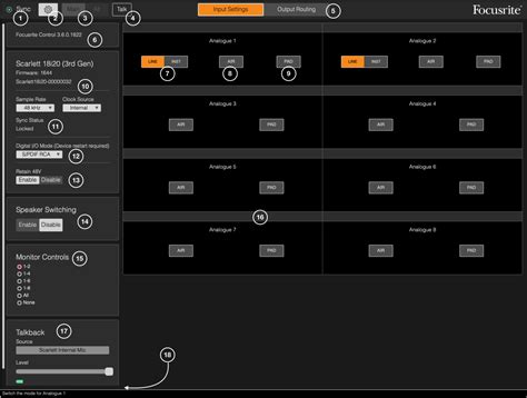 focusrite device settings