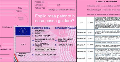 foglio rosa con chi posso guidare