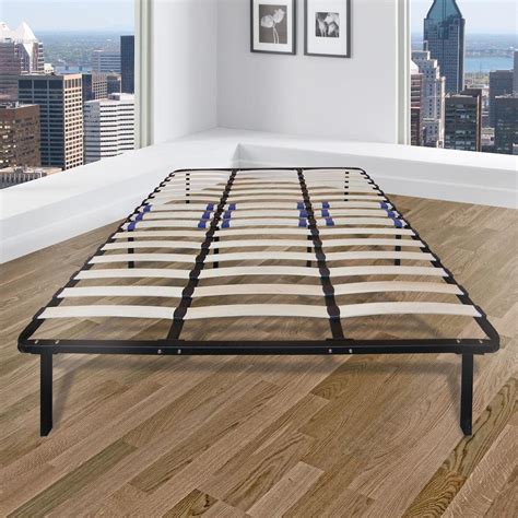foldable queen bed frame with wood slats