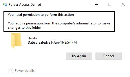 folder access denied require permission from system