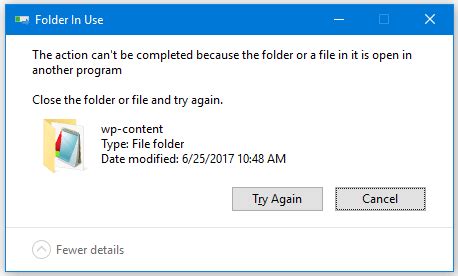 Folder File Is Open In Another Program