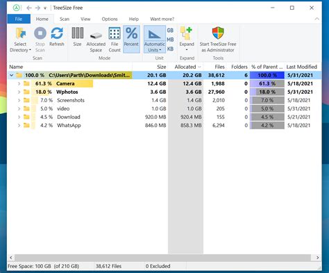 Folder Size Windows 10 App