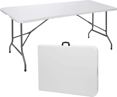 8 Foot Folding Table FoldinHalf White Folding Tables with Carrying Handle Portable Blow Molded