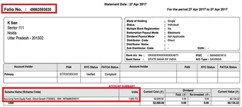 folio number in mutual fund
