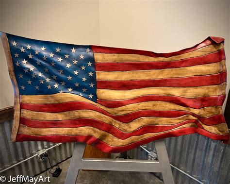folk art american flag wood