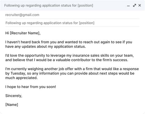 follow up email template after interview no response