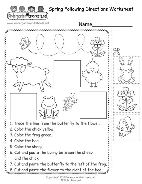 following directions worksheet kindergarten free printable
