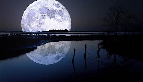 Luna llena en un lago | Fondo de pantalla 2880x1800 ID:581