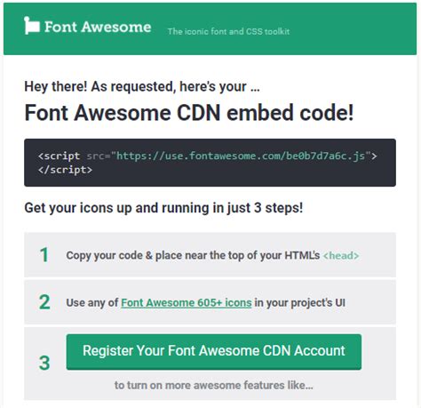 font awesome javascript embed code