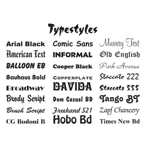 font styles in word with examples