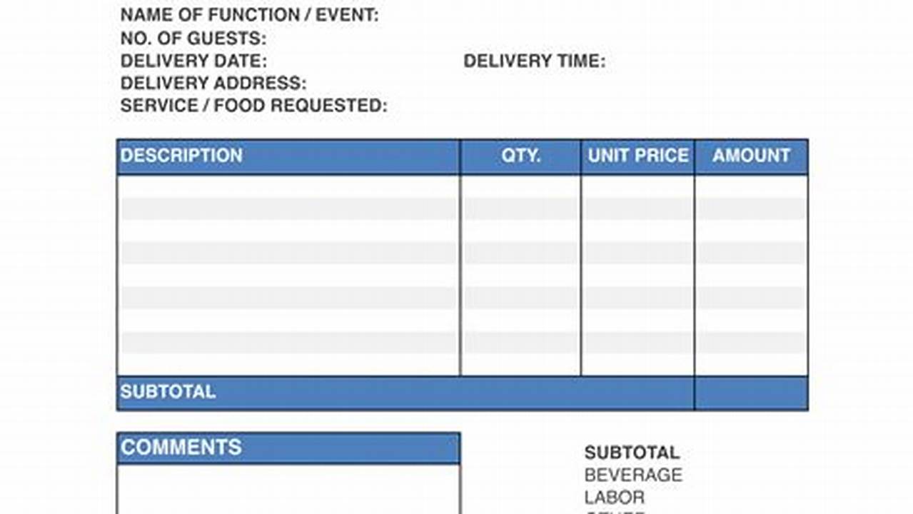 Food Bill Invoice Template in Excel: A Guide to Easy Billing