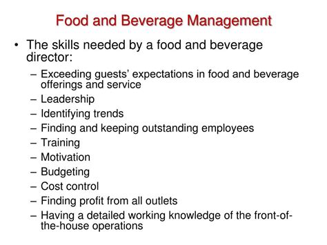 food and beverage department ppt