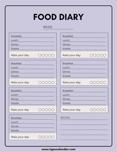 40 Simple Food Diary Templates & Food Log Examples