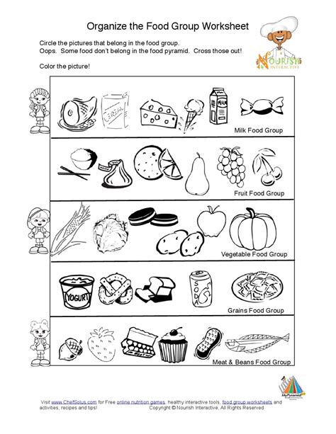 Food Groups Printable Worksheet