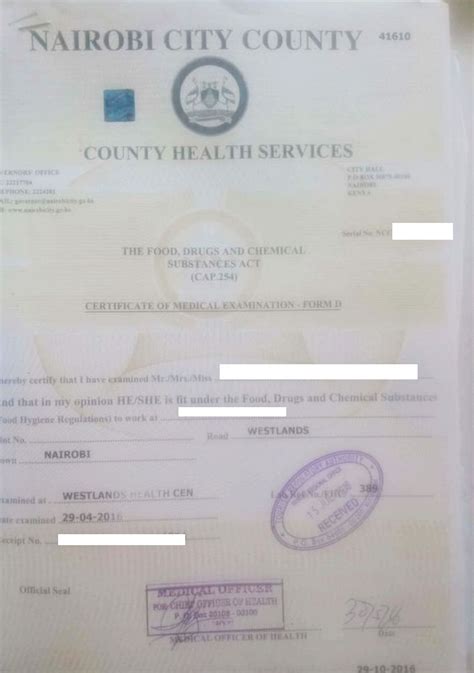 food handlers certificate nairobi county