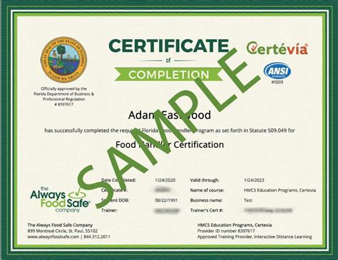 food handling certificate sa online