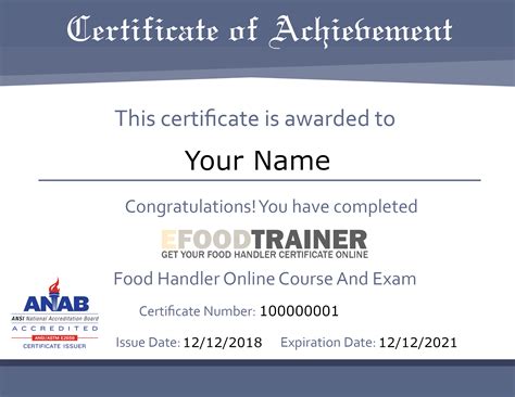 food safety and handling certificate