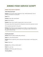 Food Service Sequence Script