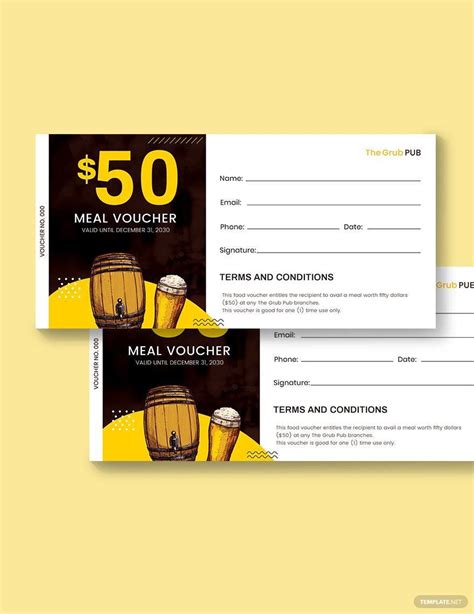 food voucher template word free